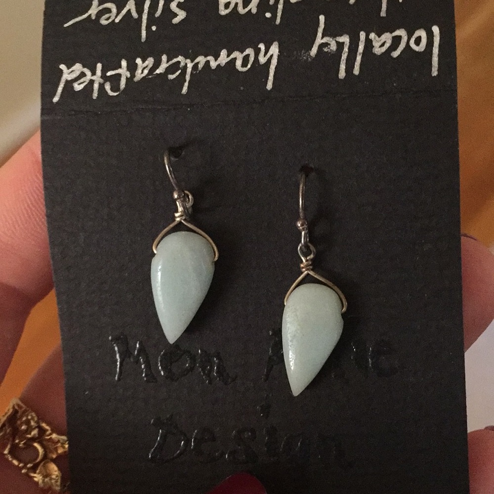 Sterling silver and baby blue drop earrings
